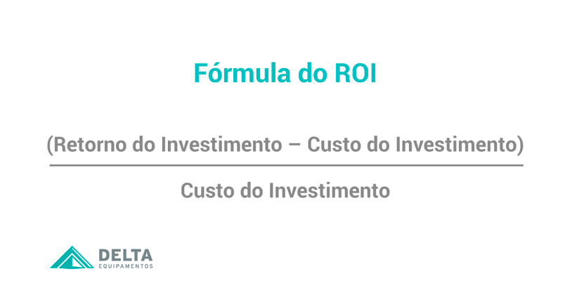 Representação gráfica da fórmula para encontrar o retorno sobre investimento ou ROI.